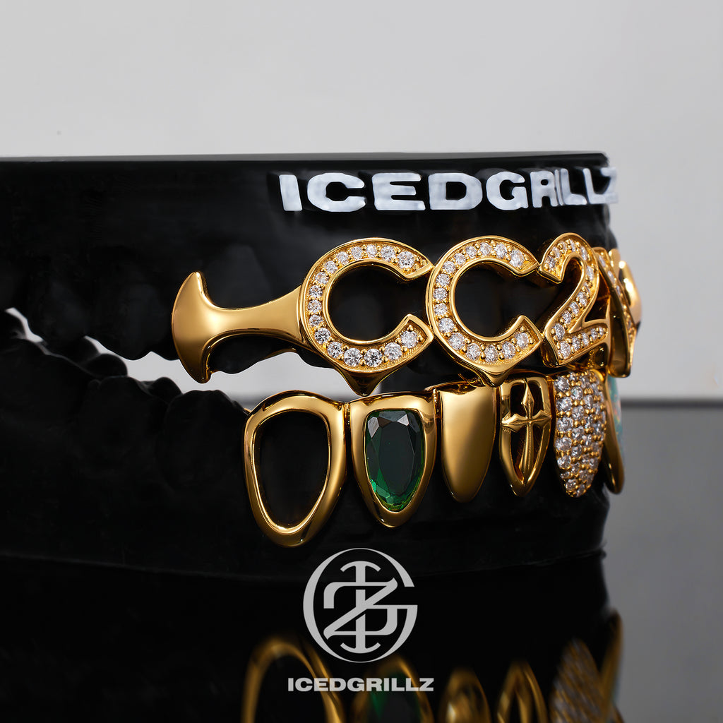 Custom Letter Moissanite Mixed Gem Combo Grillz