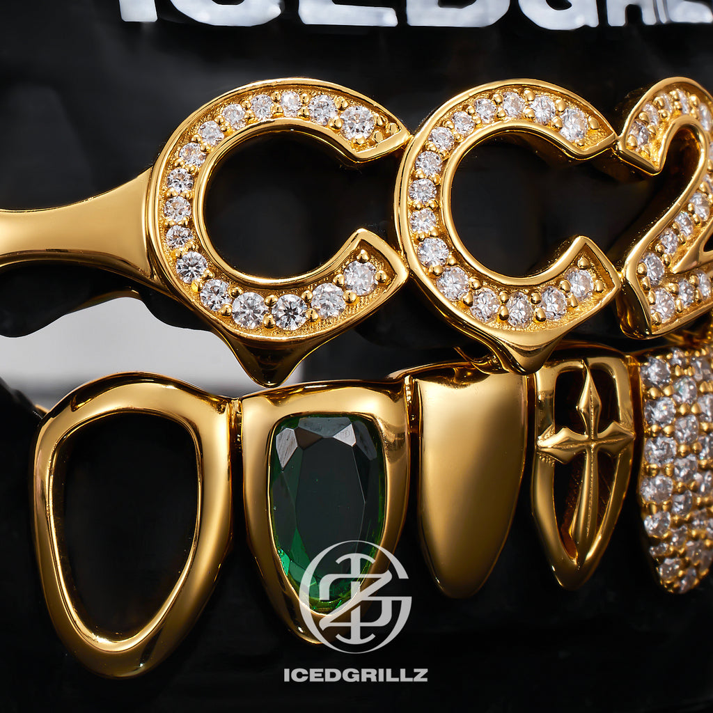 Custom Letter Moissanite Mixed Gem Combo Grillz