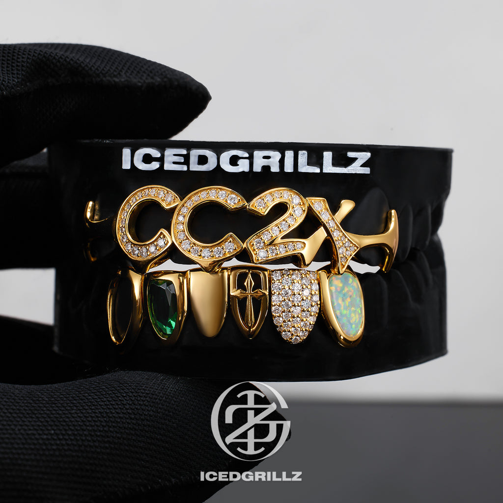 Custom Letter Moissanite Mixed Gem Combo Grillz
