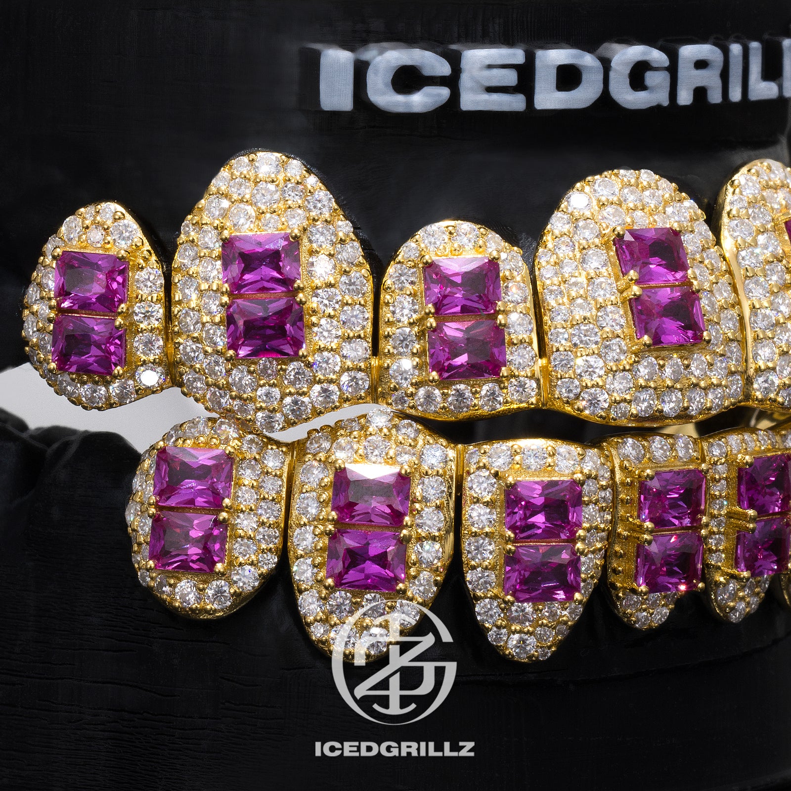 Custom Royal Purple Radiant Cut Sapphire & Diamond Grillz