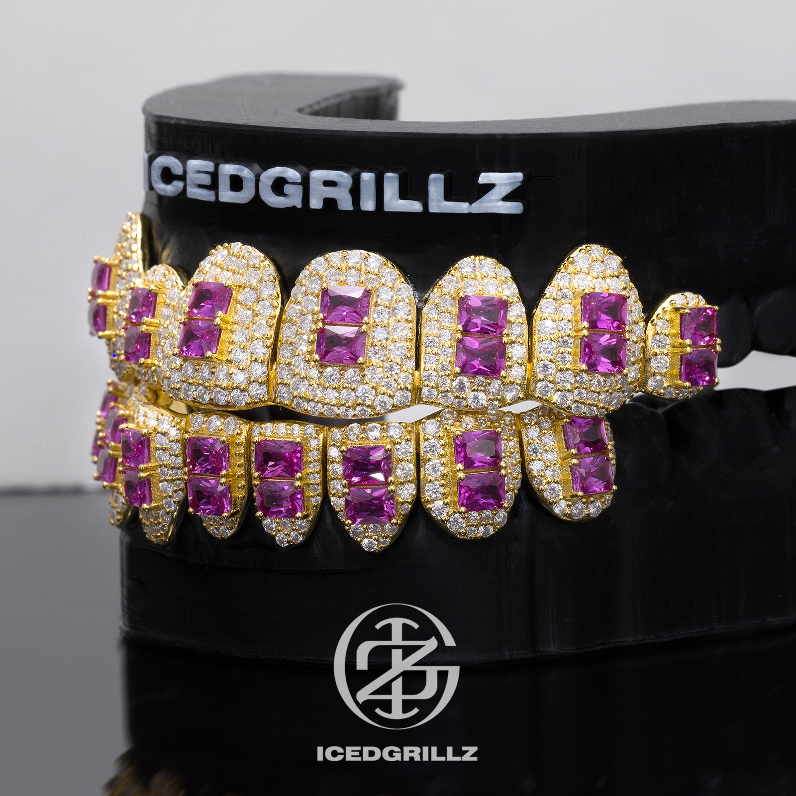Custom Royal Purple Radiant Cut Sapphire & Diamond Grillz