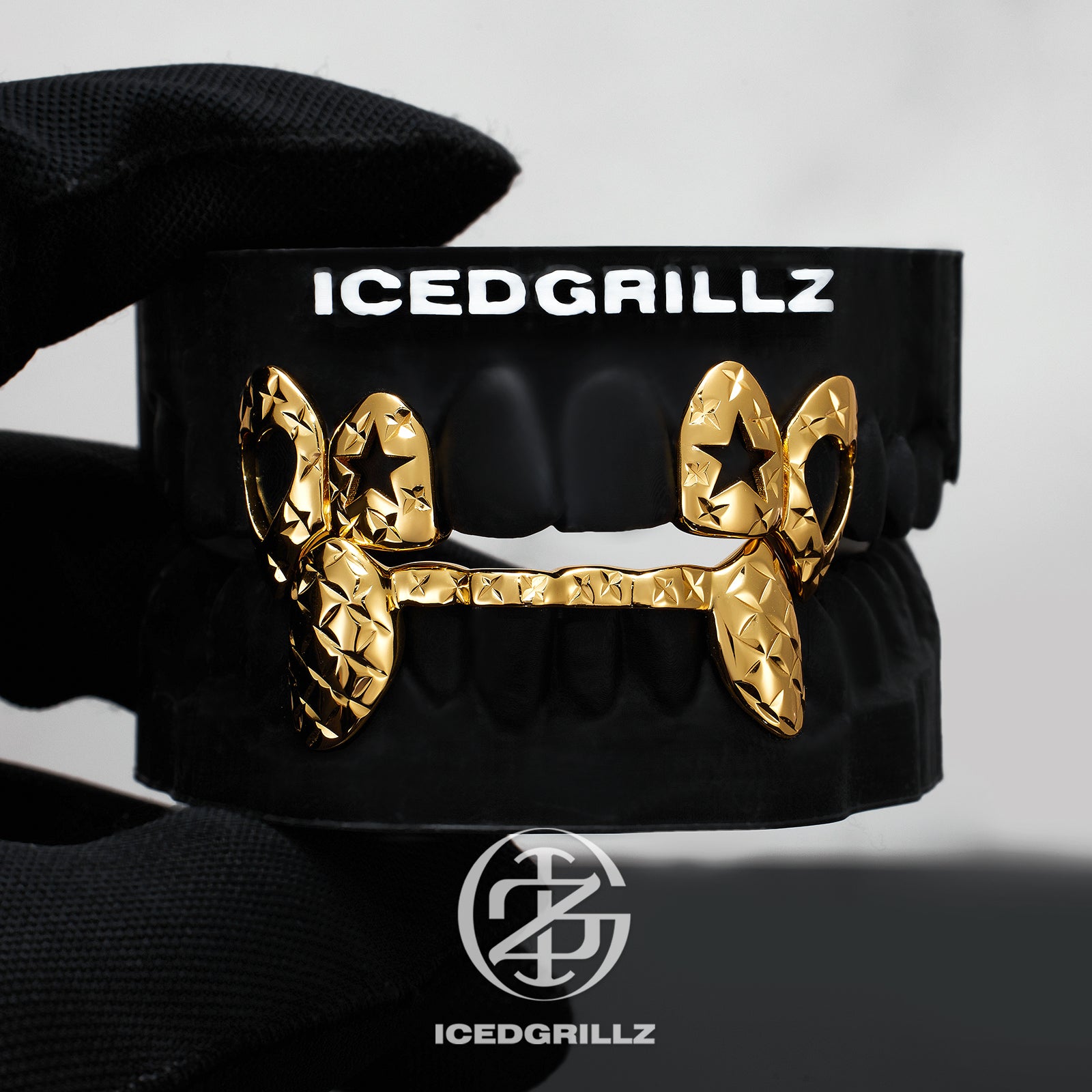 Diamond Cut Star Heart Open Face Fang Grillz