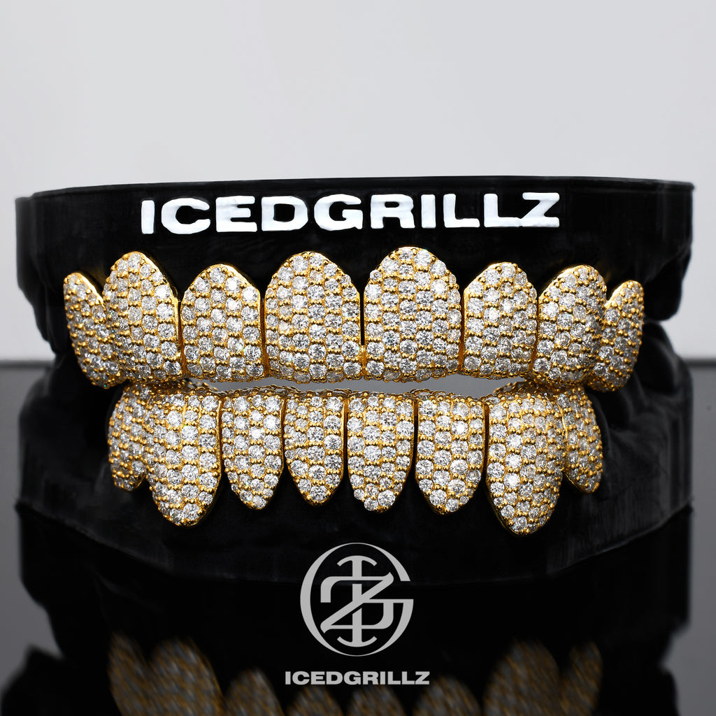 Double-Ice Honeycomb Pave Moissanite Grillz