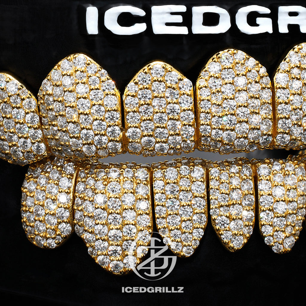 Double-Ice Honeycomb Pave Moissanite Grillz