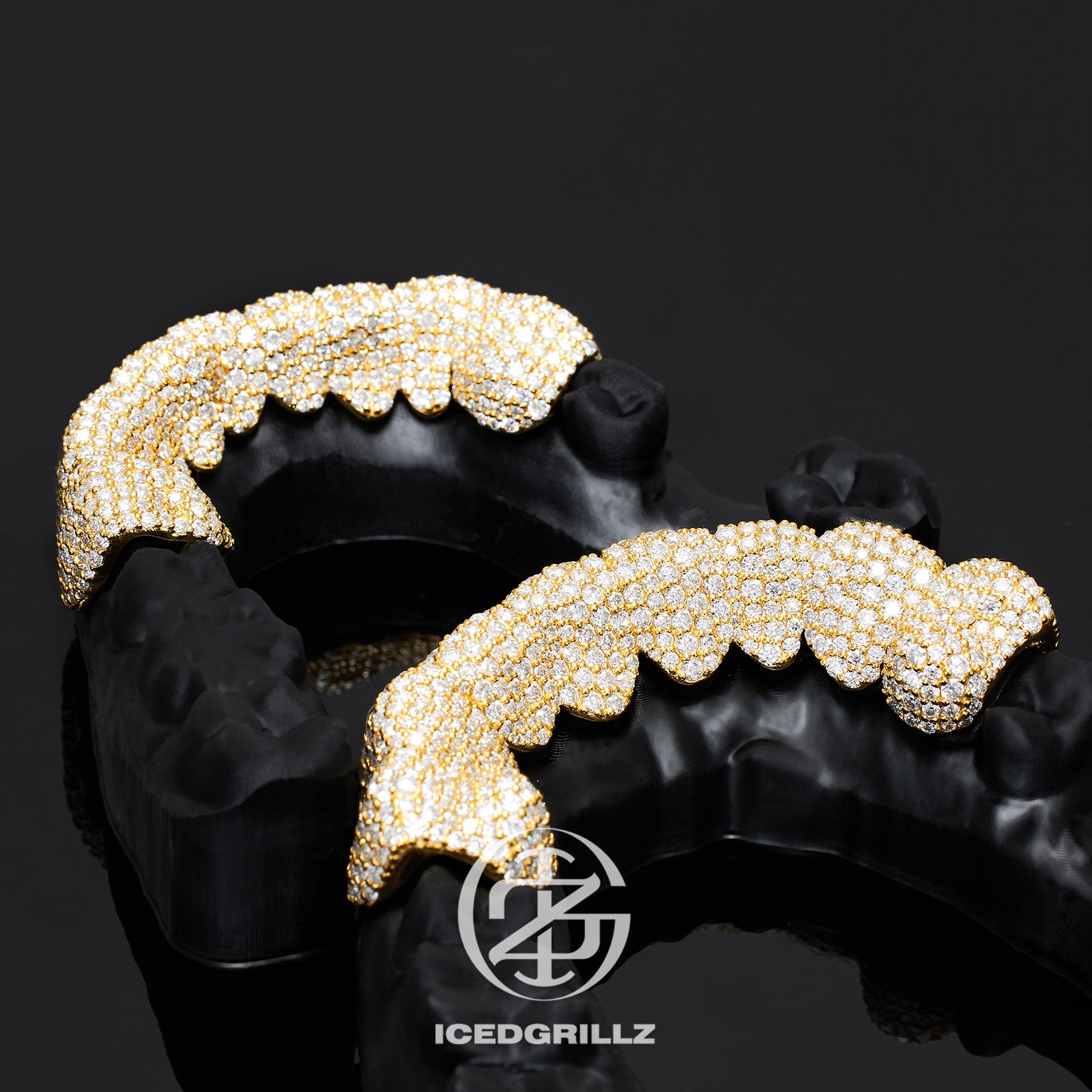 Double-Ice Honeycomb Pave Moissanite Grillz