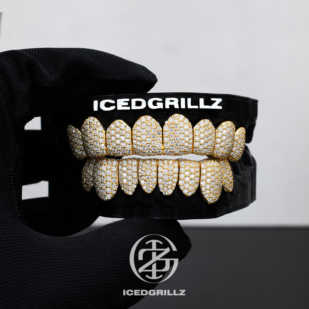 Double-Ice Honeycomb Pave Moissanite Grillz