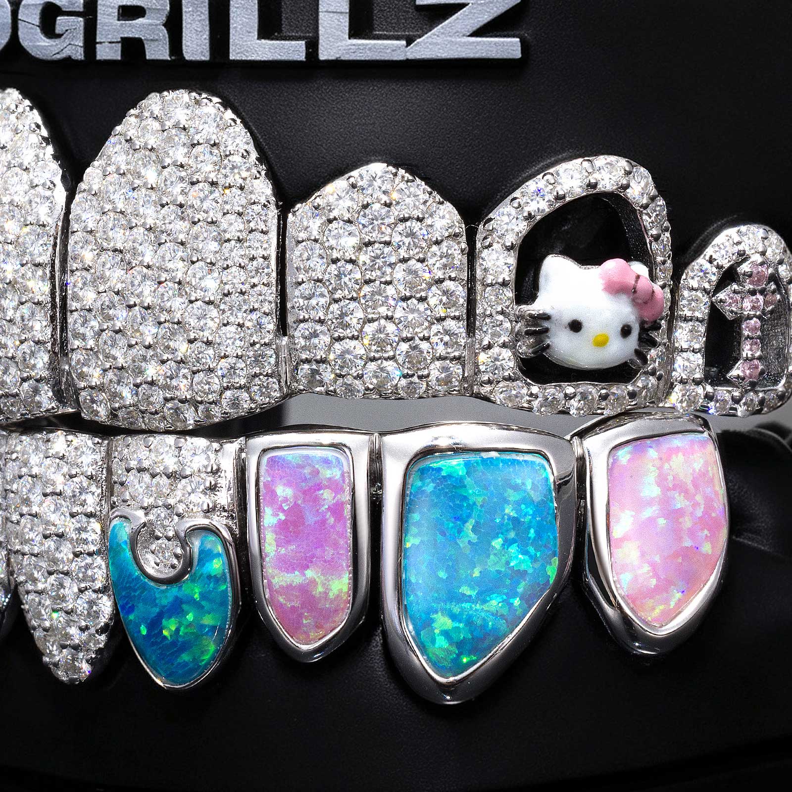 Enamel Butterfly & Kitty Opal Puzzle Moissanite Grillz