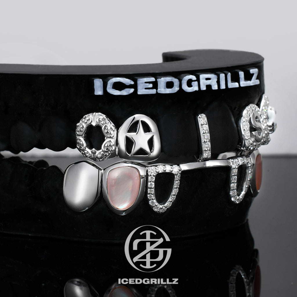 Enamel Kitty & Pink Shell Custom Initial Grillz