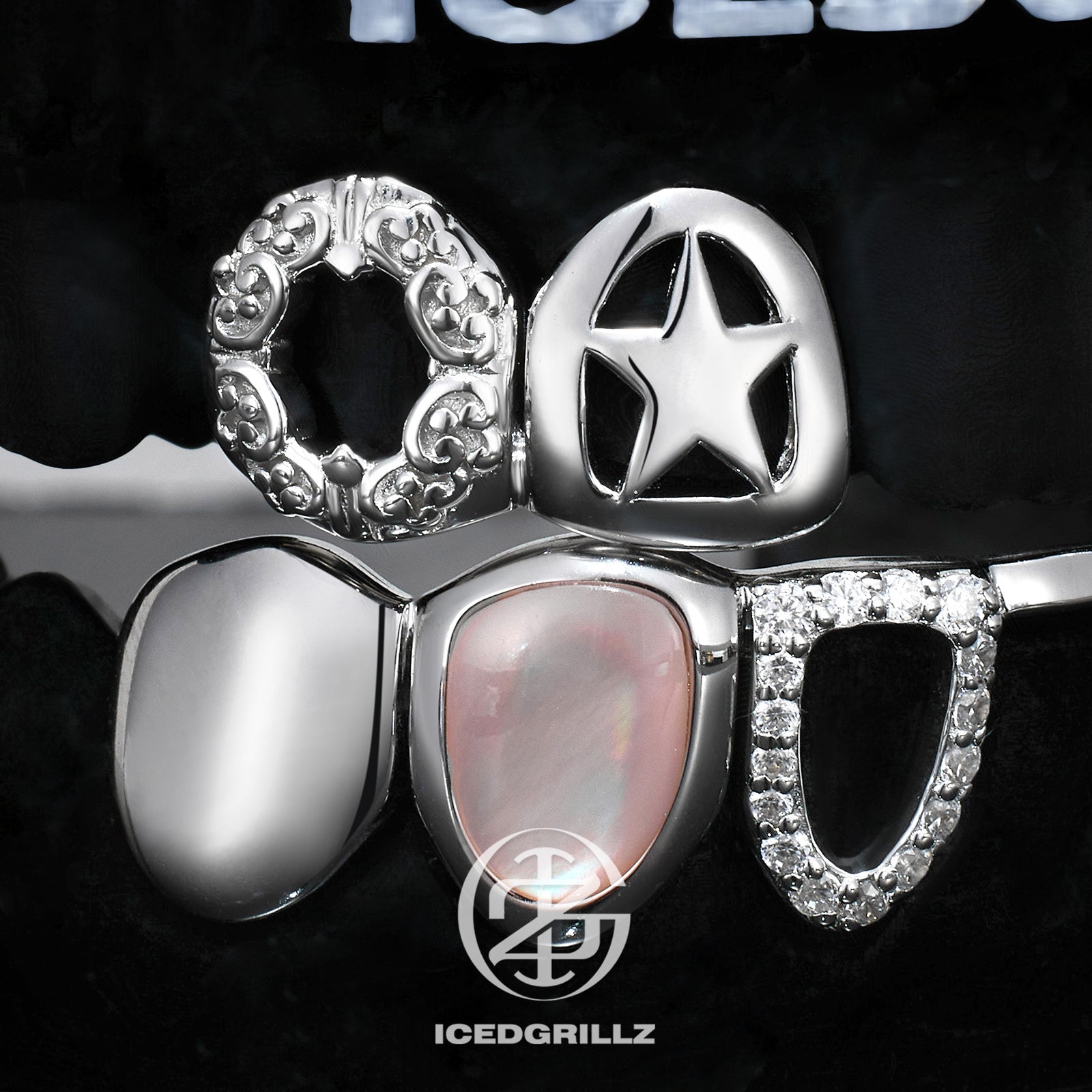 Enamel Kitty & Pink Shell Custom Initial Grillz