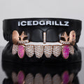 Engraved Fingerprint & Star Colored Gem Grillz