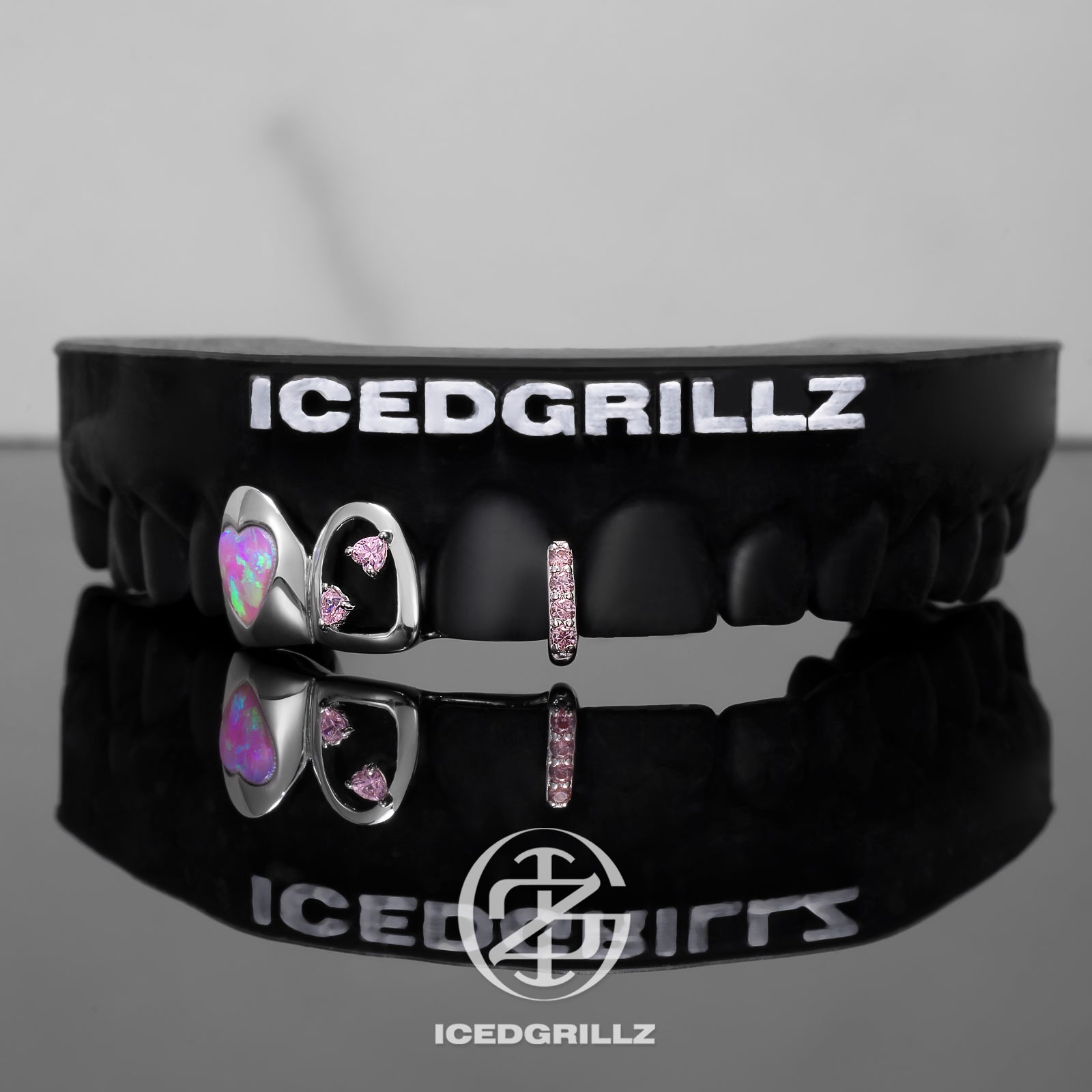 Heart-shaped Pink Opal Bar Grillz