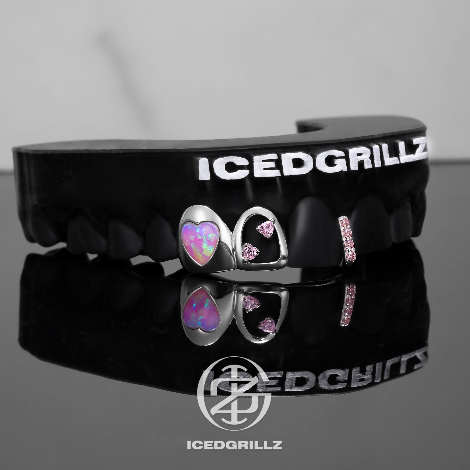 Heart-shaped Pink Opal Bar Grillz