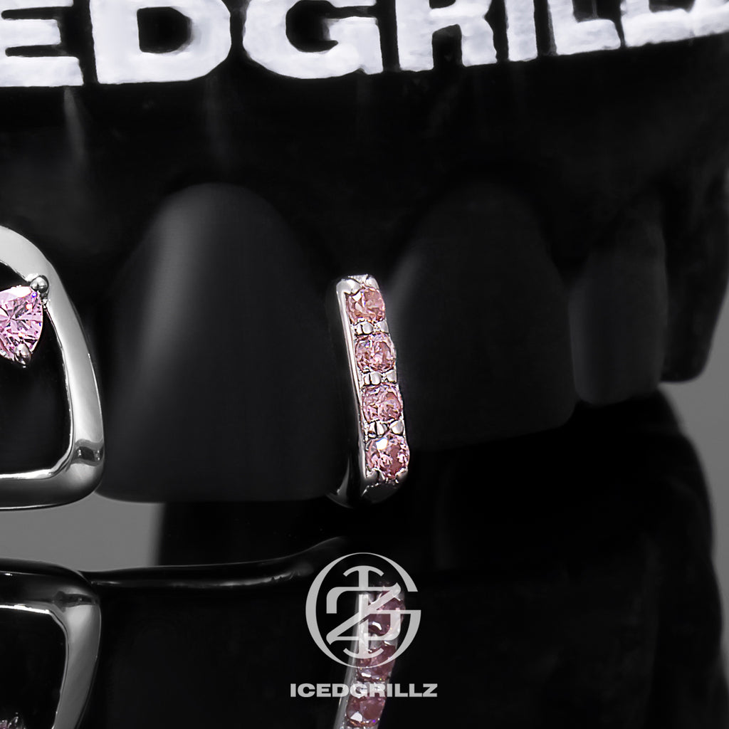 Heart-shaped Pink Opal Bar Grillz