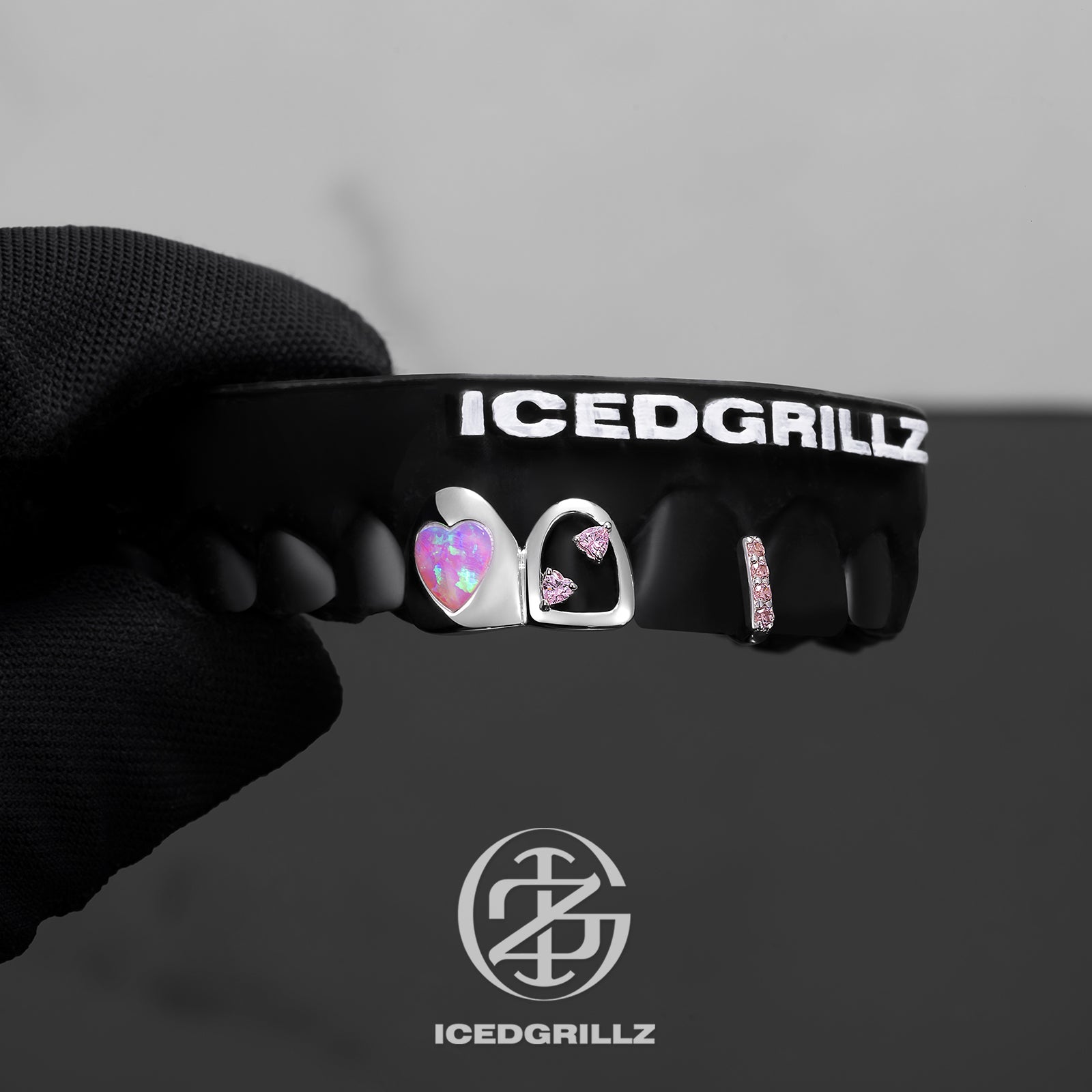 Heart-shaped Pink Opal Bar Grillz
