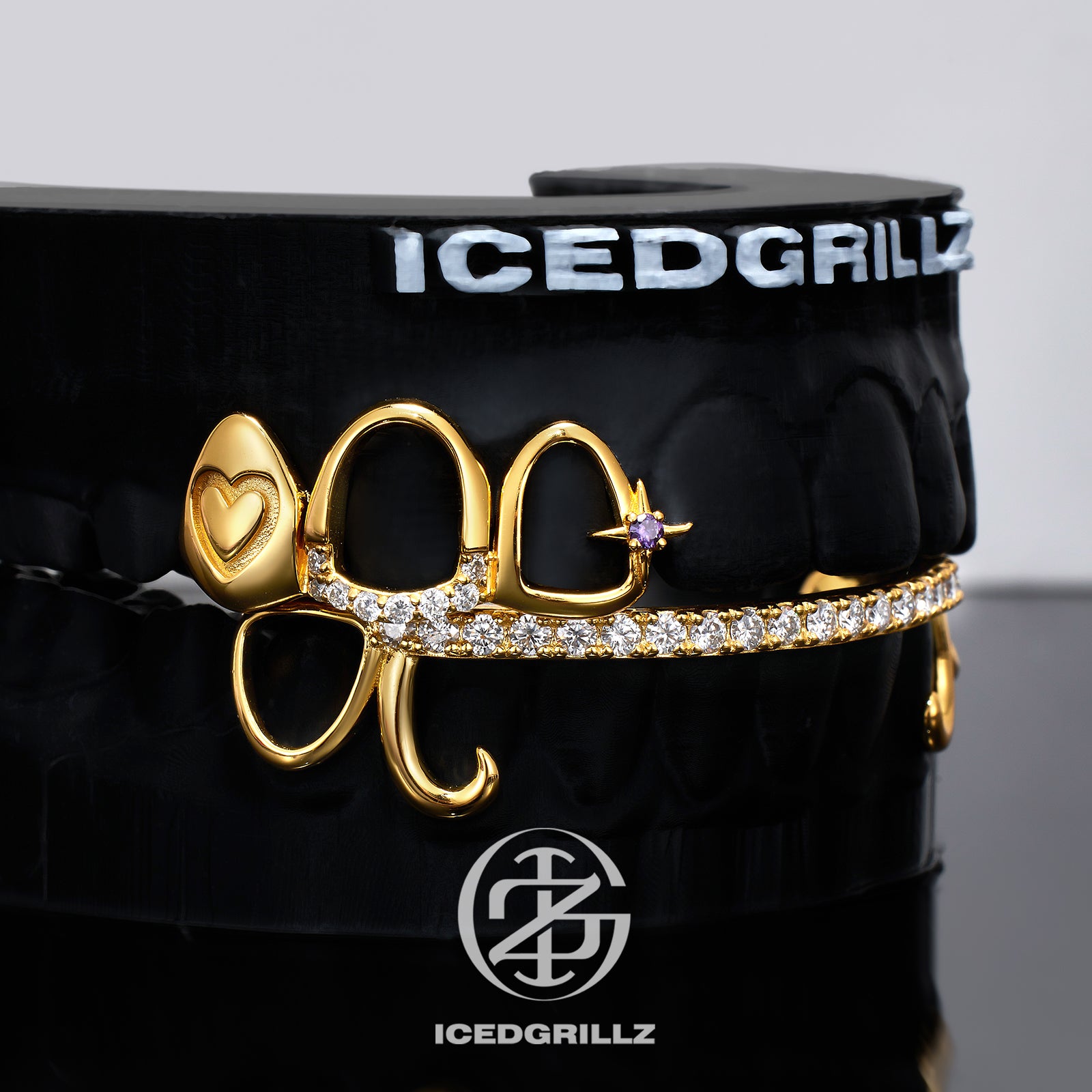 Heart Purple Star Moissanite Bar Grillz