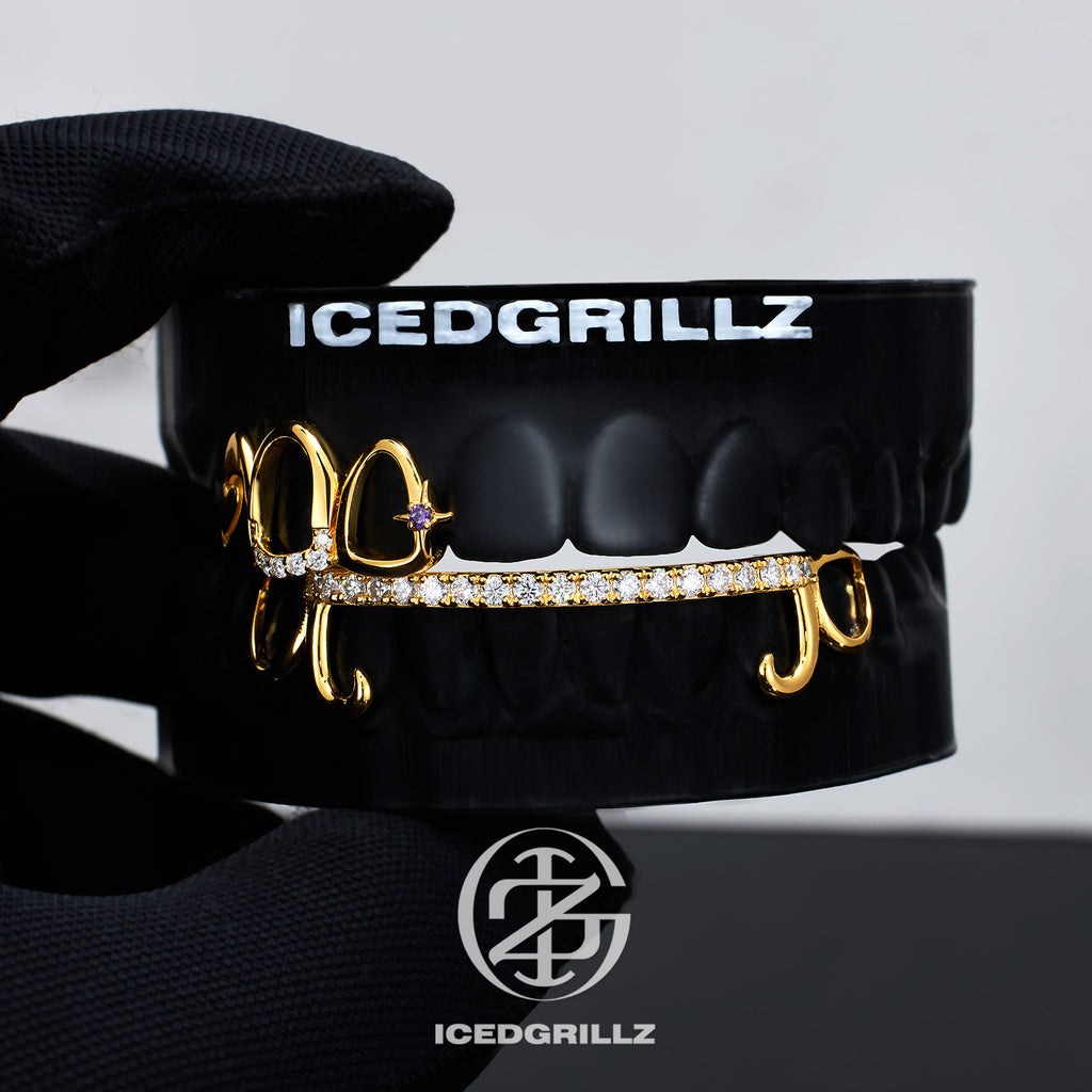 Heart Purple Star Moissanite Bar Grillz