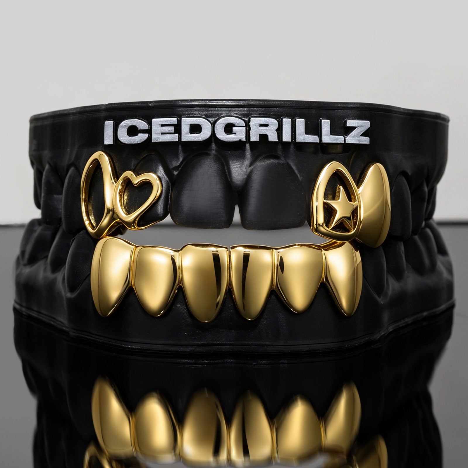 Heart & Star Open Face Solid Gold Grillz