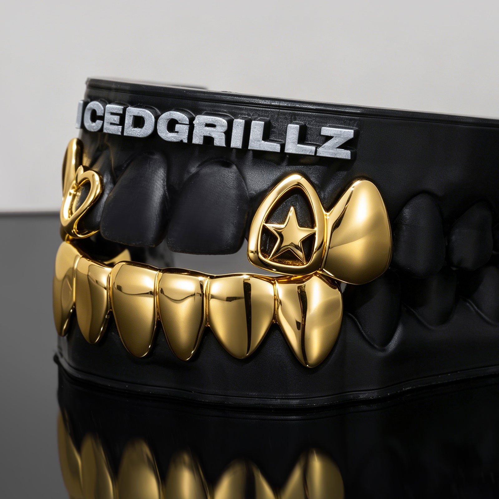 Heart & Star Open Face Solid Gold Grillz