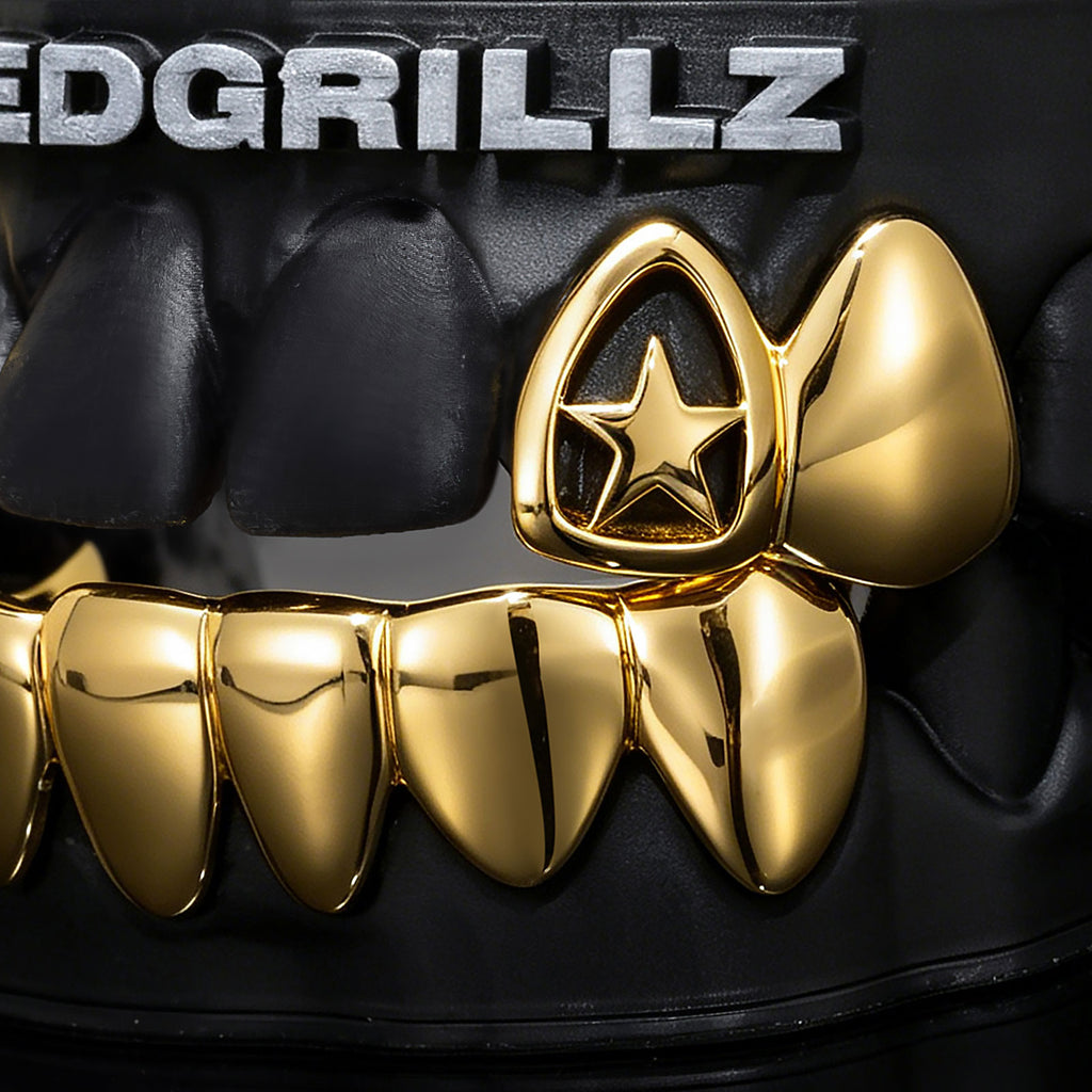 Heart & Star Open Face Solid Gold Grillz