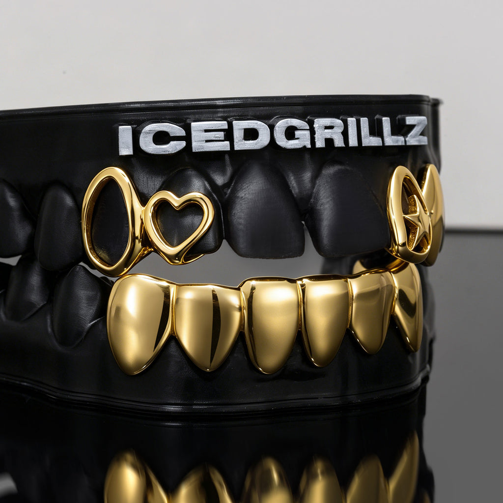 Heart & Star Open Face Solid Gold Grillz