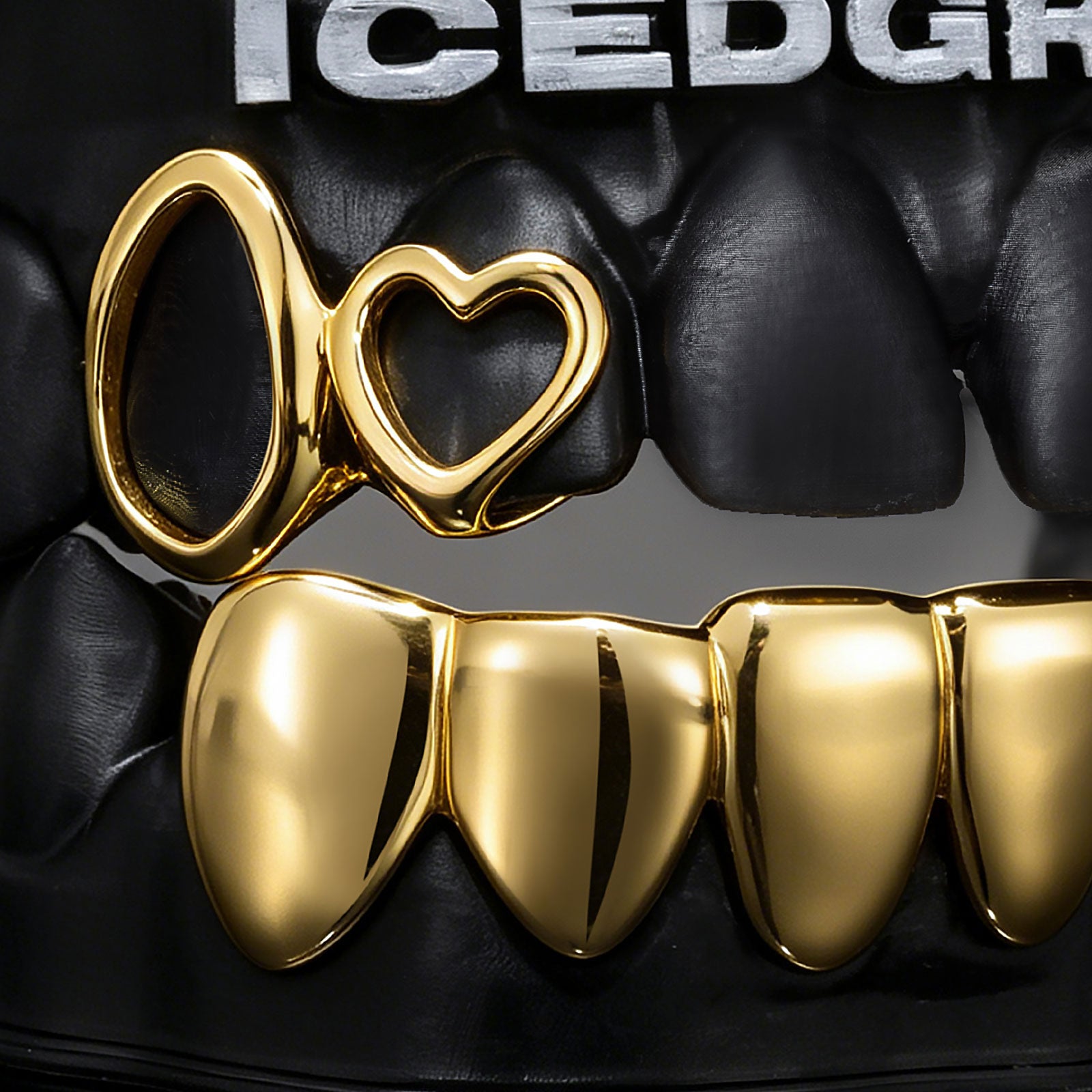 Heart & Star Open Face Solid Gold Grillz