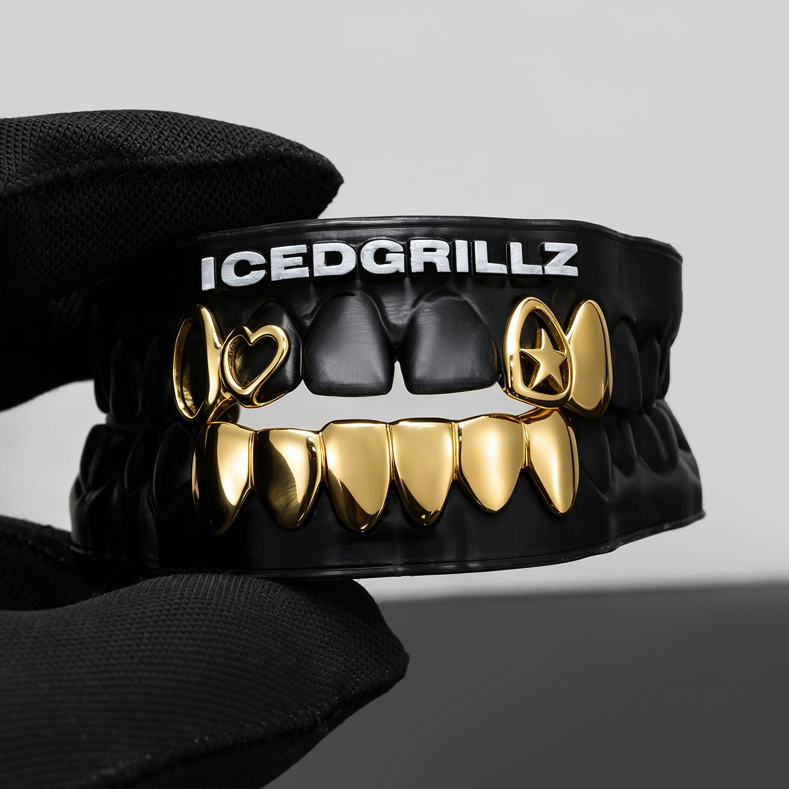 Heart & Star Open Face Solid Gold Grillz