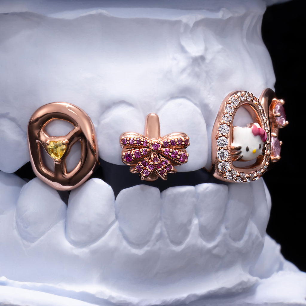 "Hello" Kitty Bow Style Diamond/Moissanite Grillz