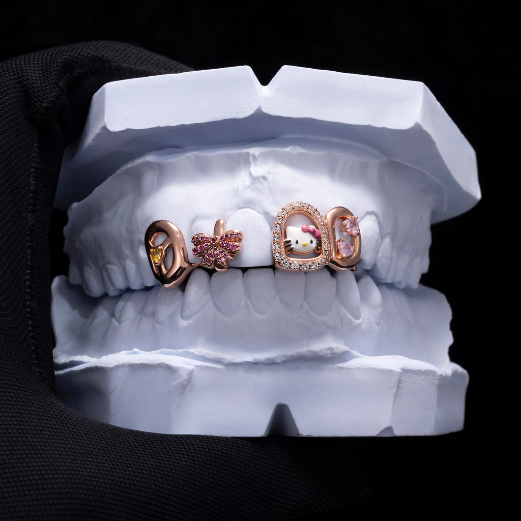 "Hello" Kitty Bow Style Diamond/Moissanite Grillz