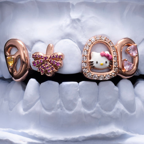 "Hello" Kitty Bow Style Diamond/Moissanite Grillz