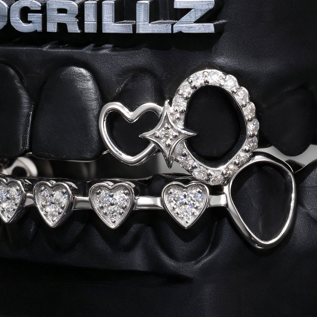 Iced Heart Link & Kitty Open Face Grillz - IcedGrillz