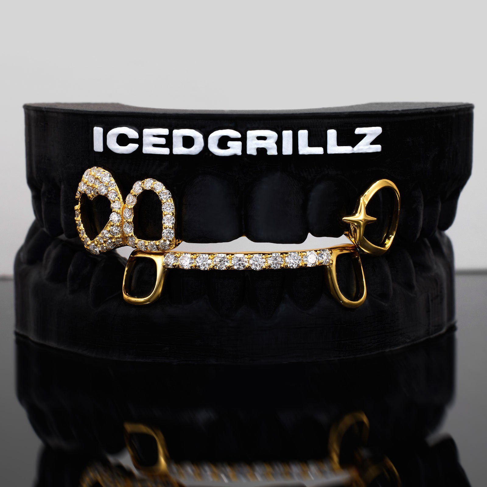 Iced Heart & North Star Pave Bar Grillz