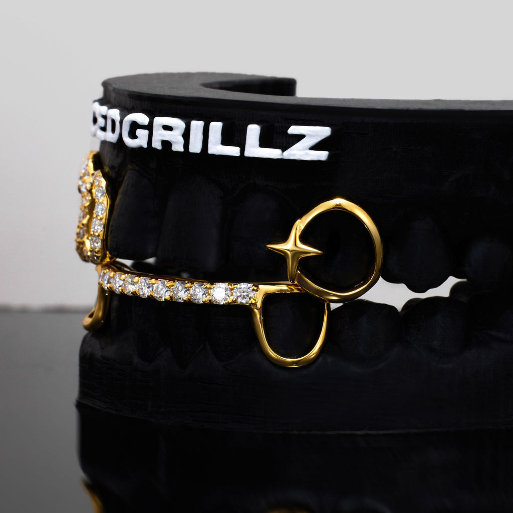 Iced Heart & North Star Pave Bar Grillz
