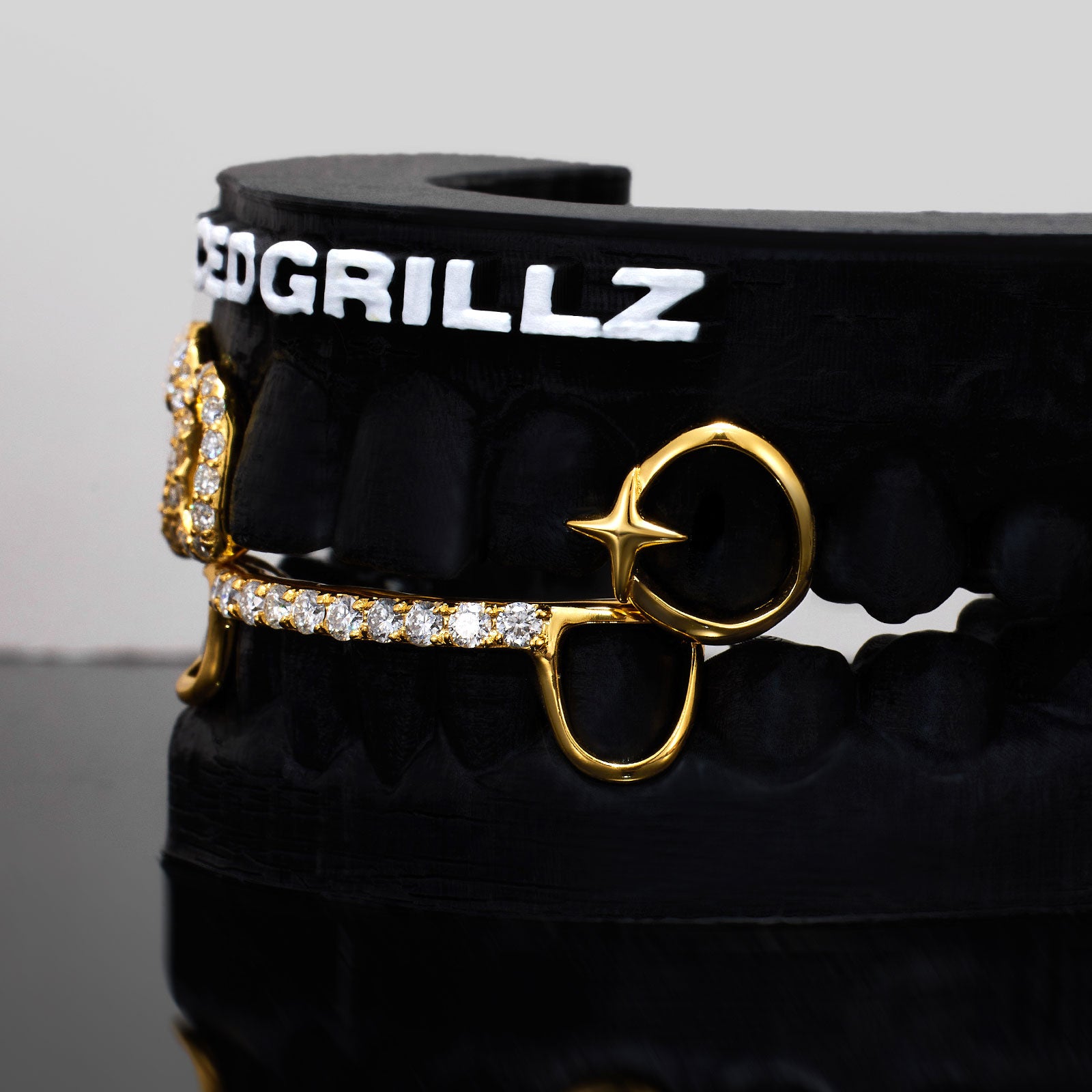 Iced Heart & North Star Pave Bar Grillz