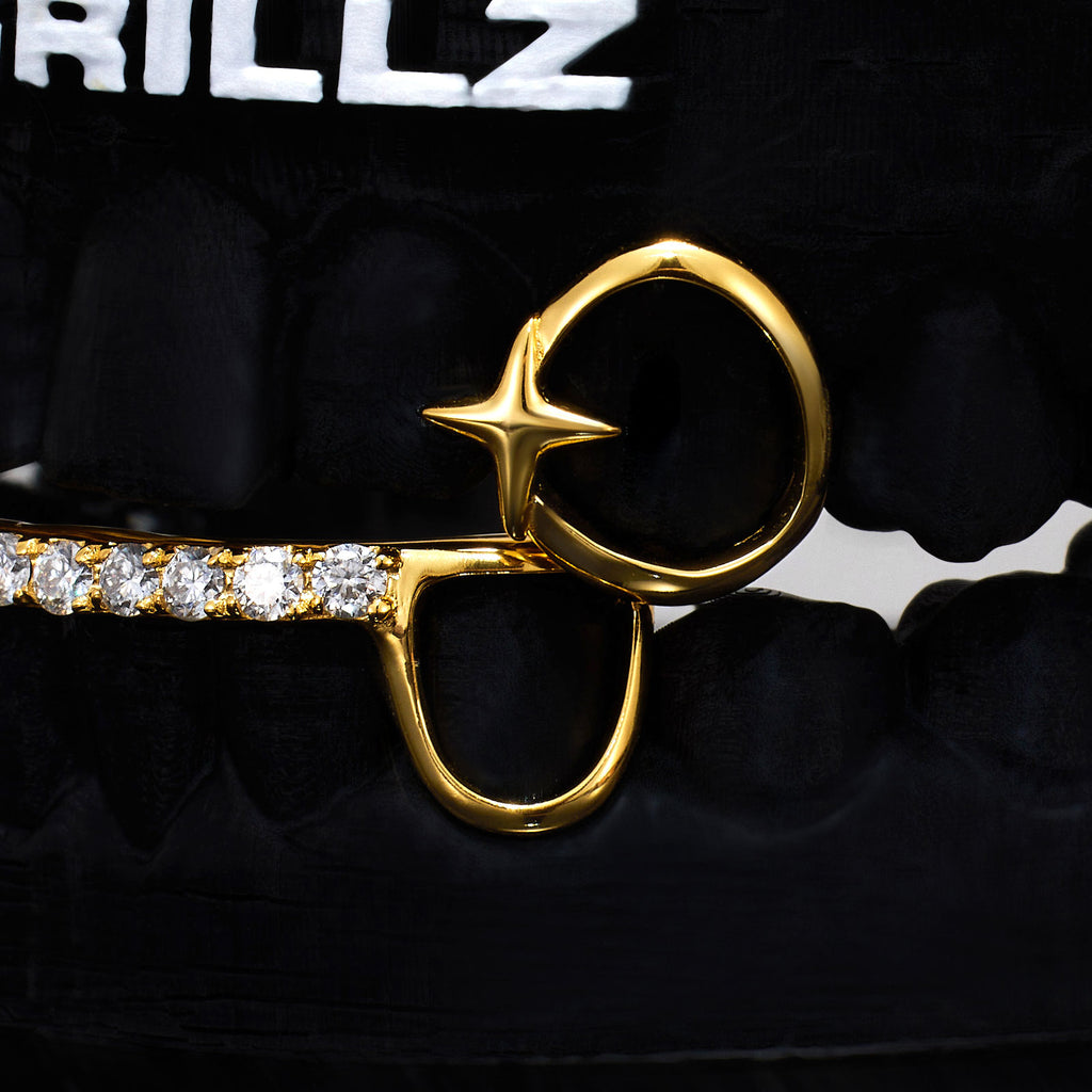 Iced Heart & North Star Pave Bar Grillz