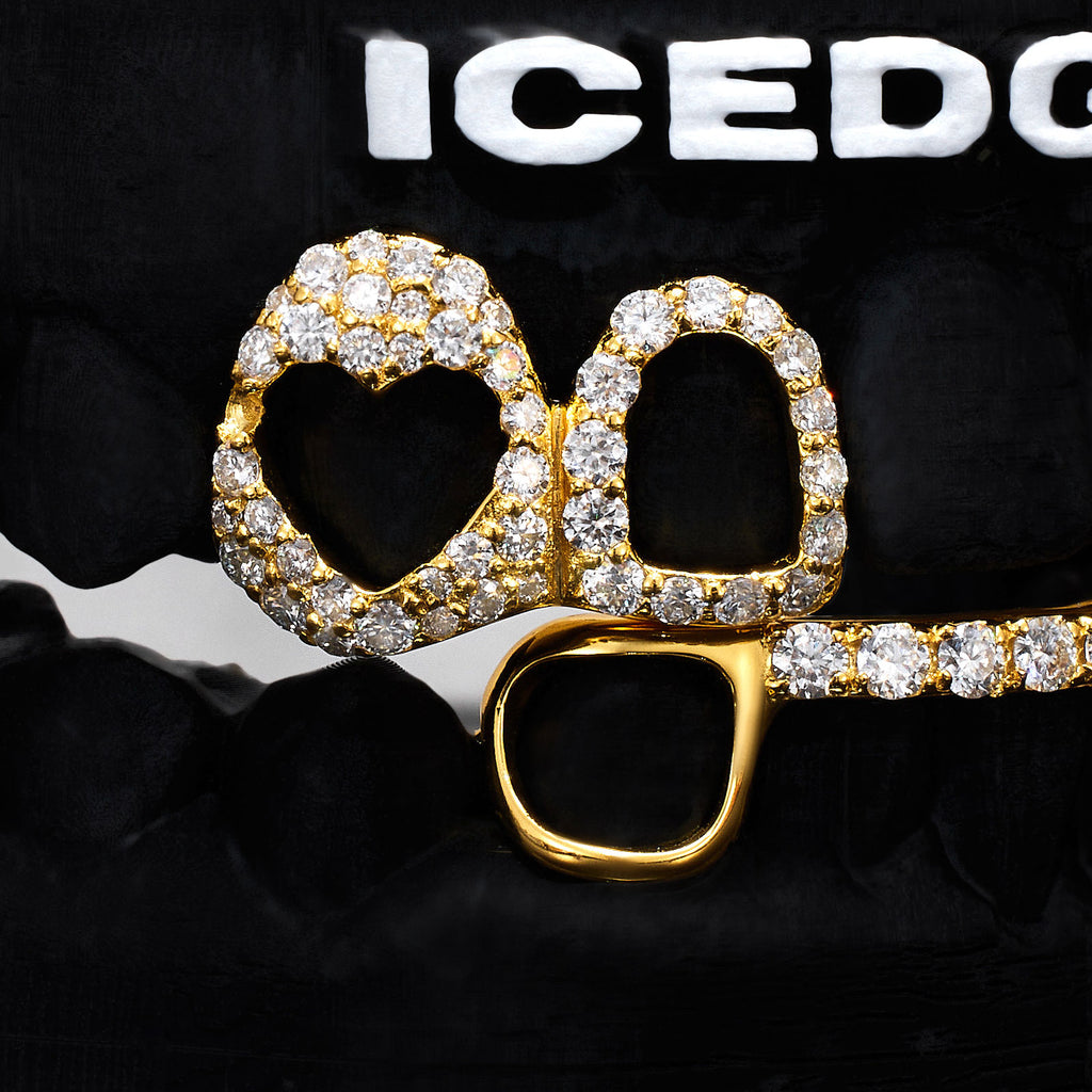 Iced Heart & North Star Pave Bar Grillz