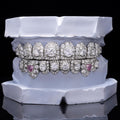 Iced Oval & Pink Heart Diamond Fang Grillz