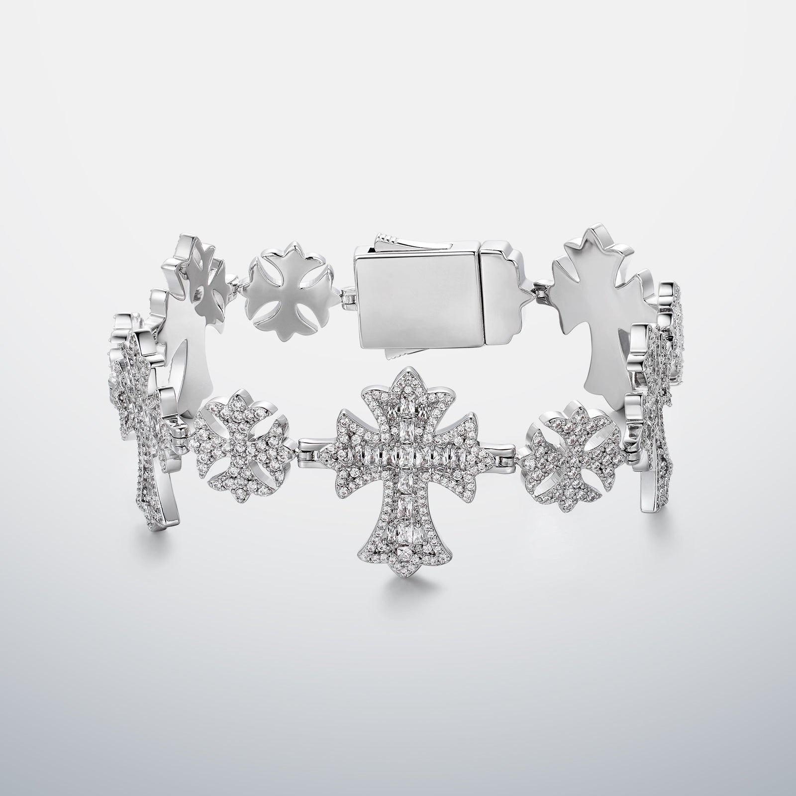 Mixed Size Moissanite Cross Bracelet