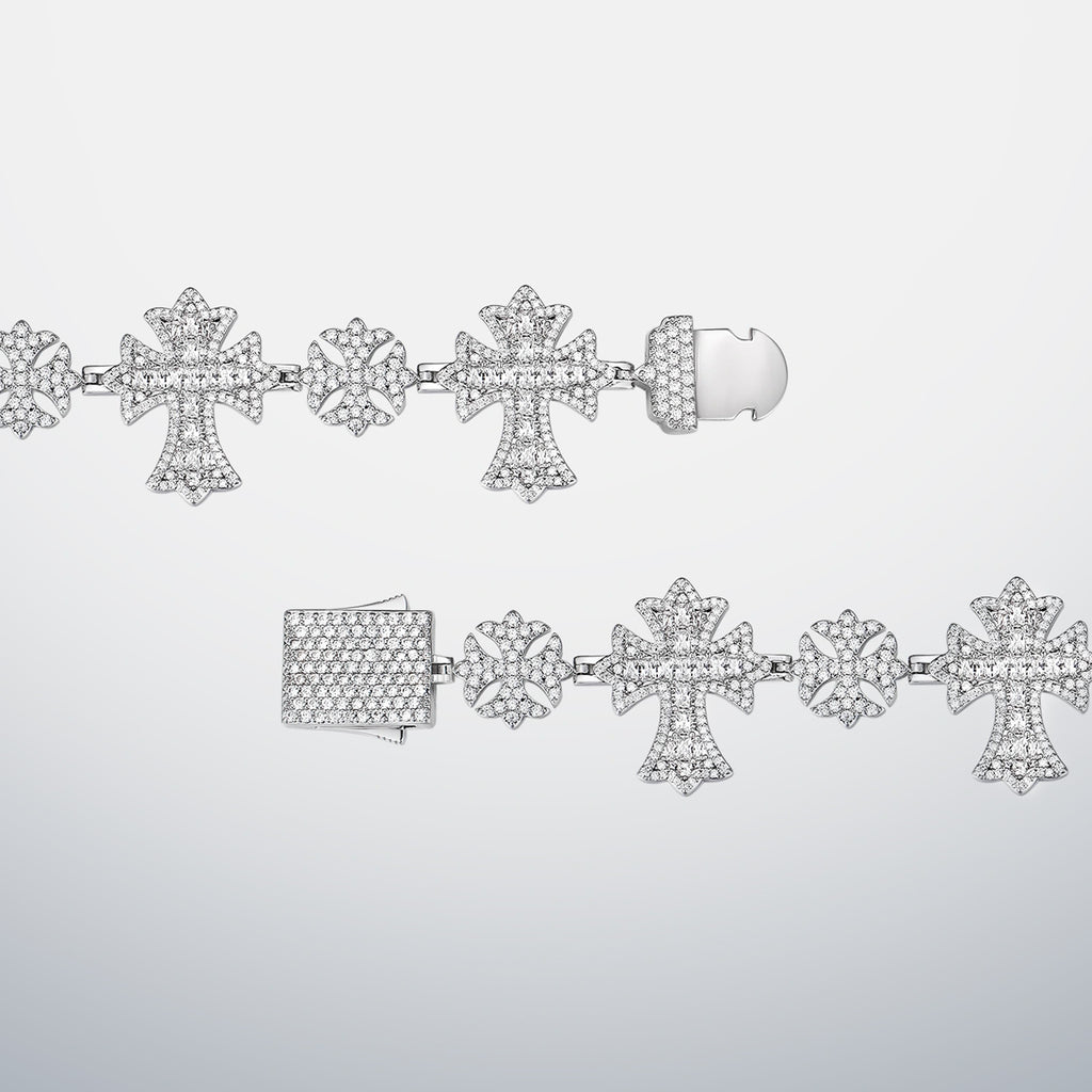 Mixed Size Moissanite Cross Bracelet