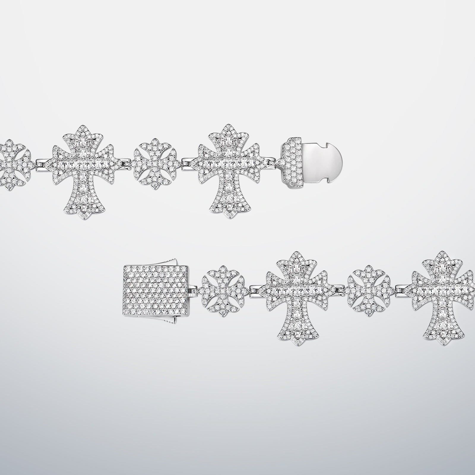 Mixed Size Moissanite Cross Bracelet