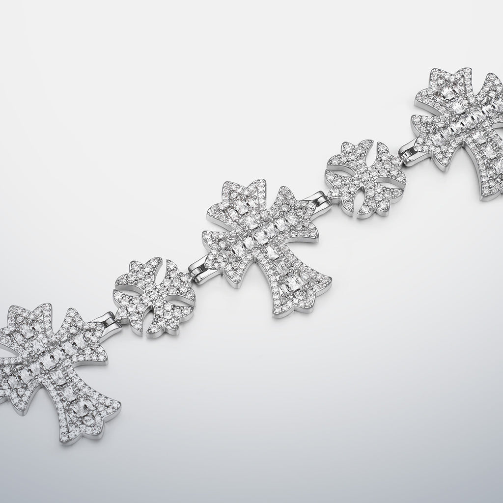 Mixed Size Moissanite Cross Bracelet