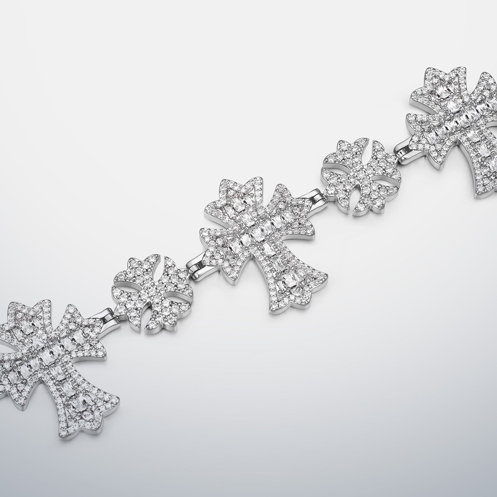 Mixed Size Moissanite Cross Bracelet