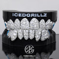 Mixed Size Moissanite Pave Blue Opal Cross Grillz
