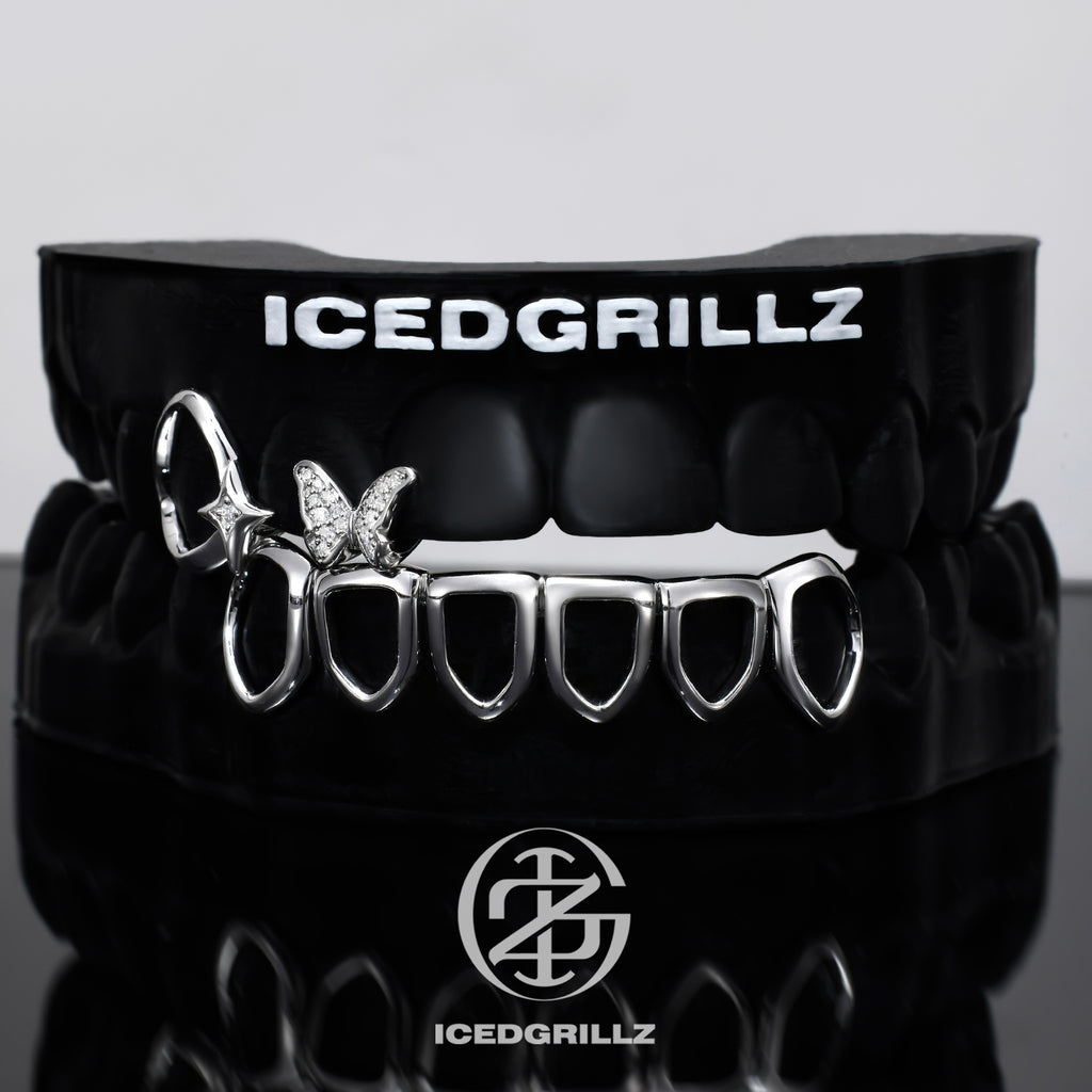 Moissanite Butterfly Open Face Grillz