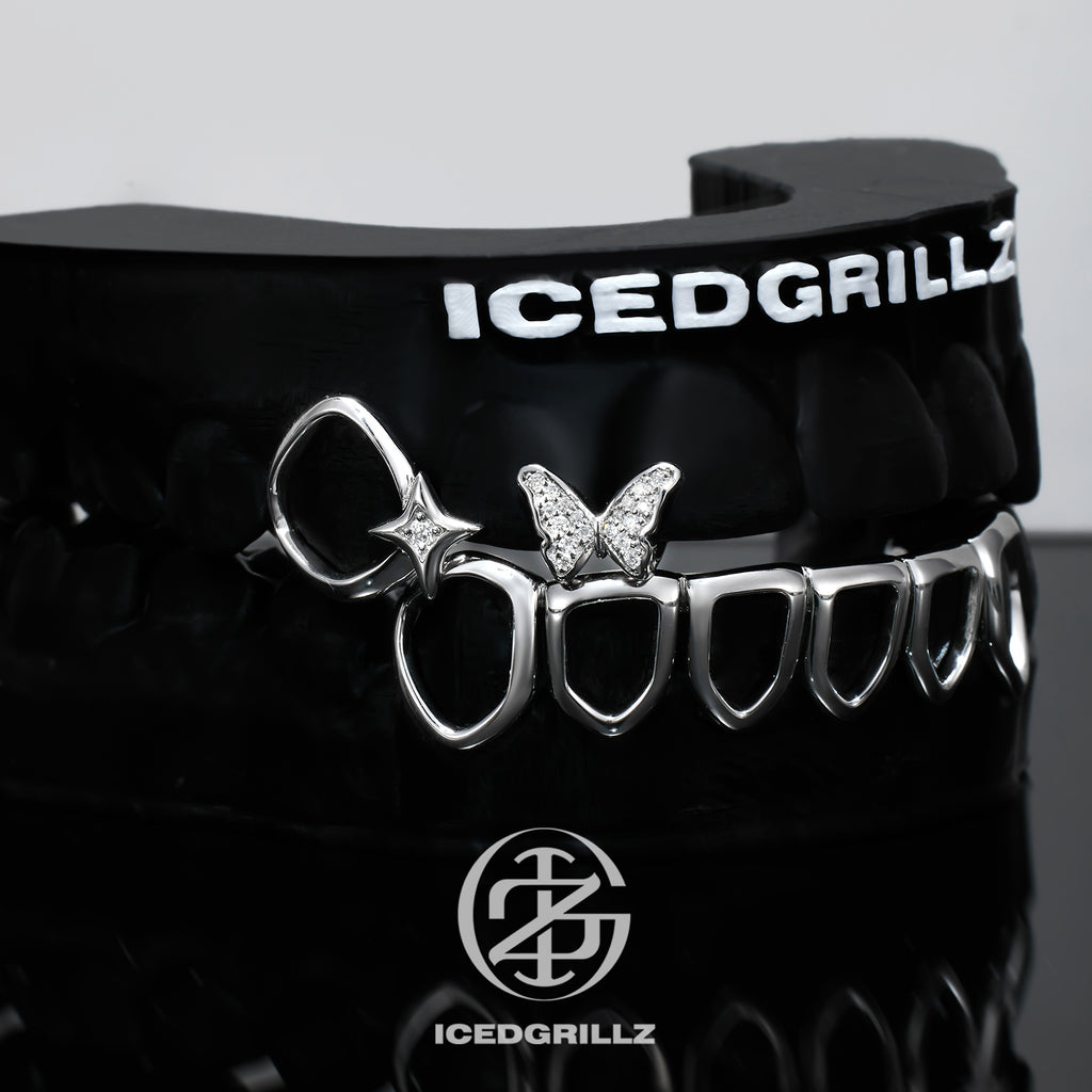 Moissanite Butterfly Open Face Grillz