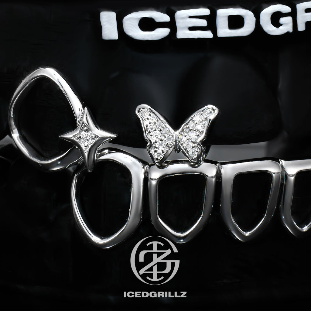 Moissanite Butterfly Open Face Grillz