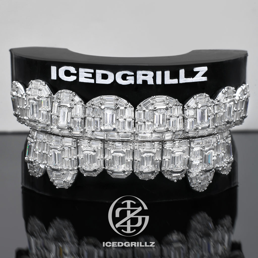 Moissanite Emerald Cut Iced Cluster Grillz