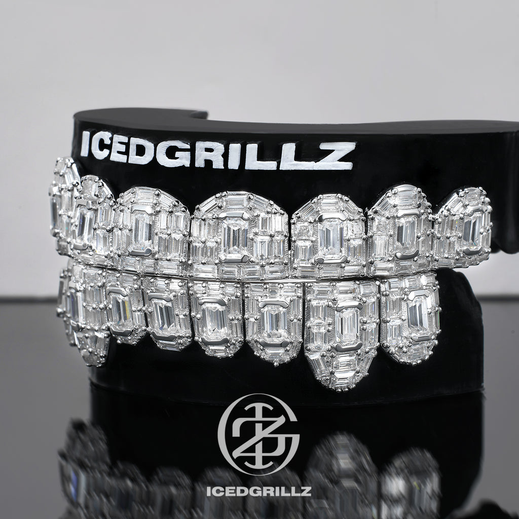 Moissanite Emerald Cut Iced Cluster Grillz