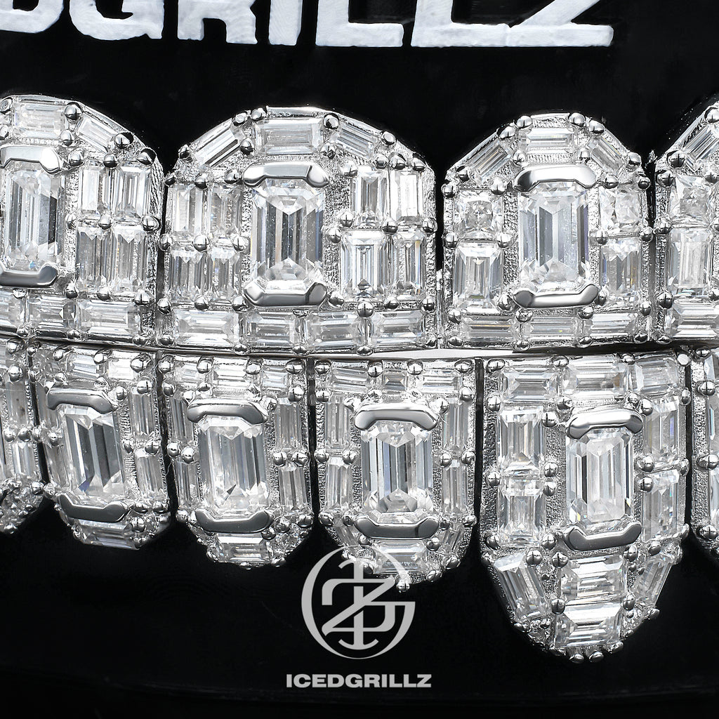 Moissanite Emerald Cut Iced Cluster Grillz