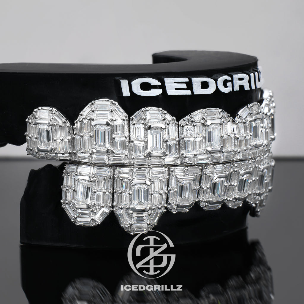 Moissanite Emerald Cut Iced Cluster Grillz