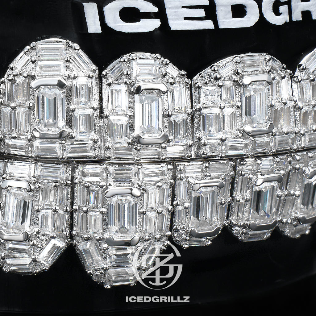 Moissanite Emerald Cut Iced Cluster Grillz